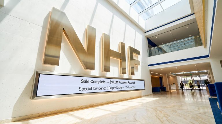 NHF lobby with sign