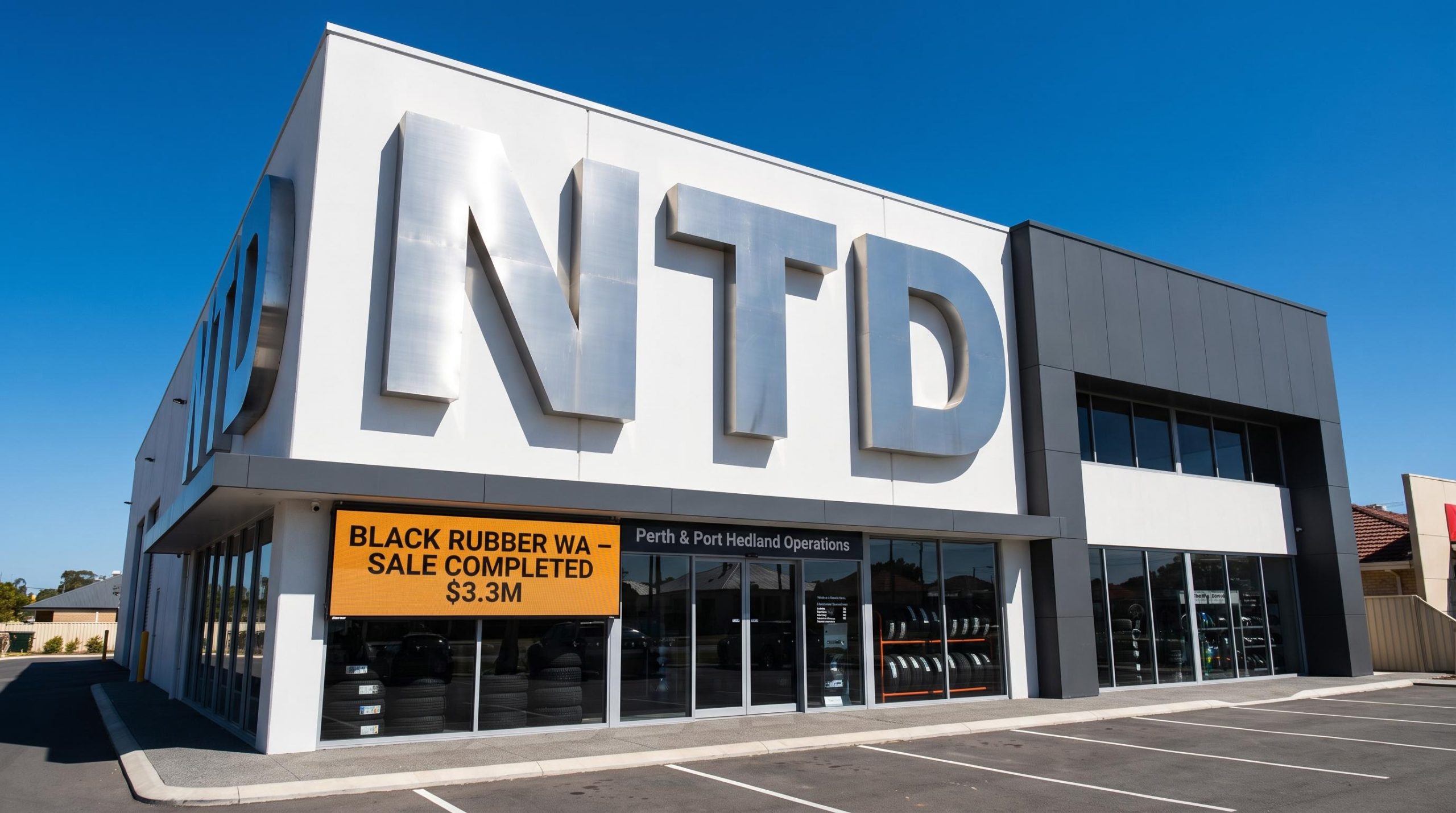 Modern building with signage