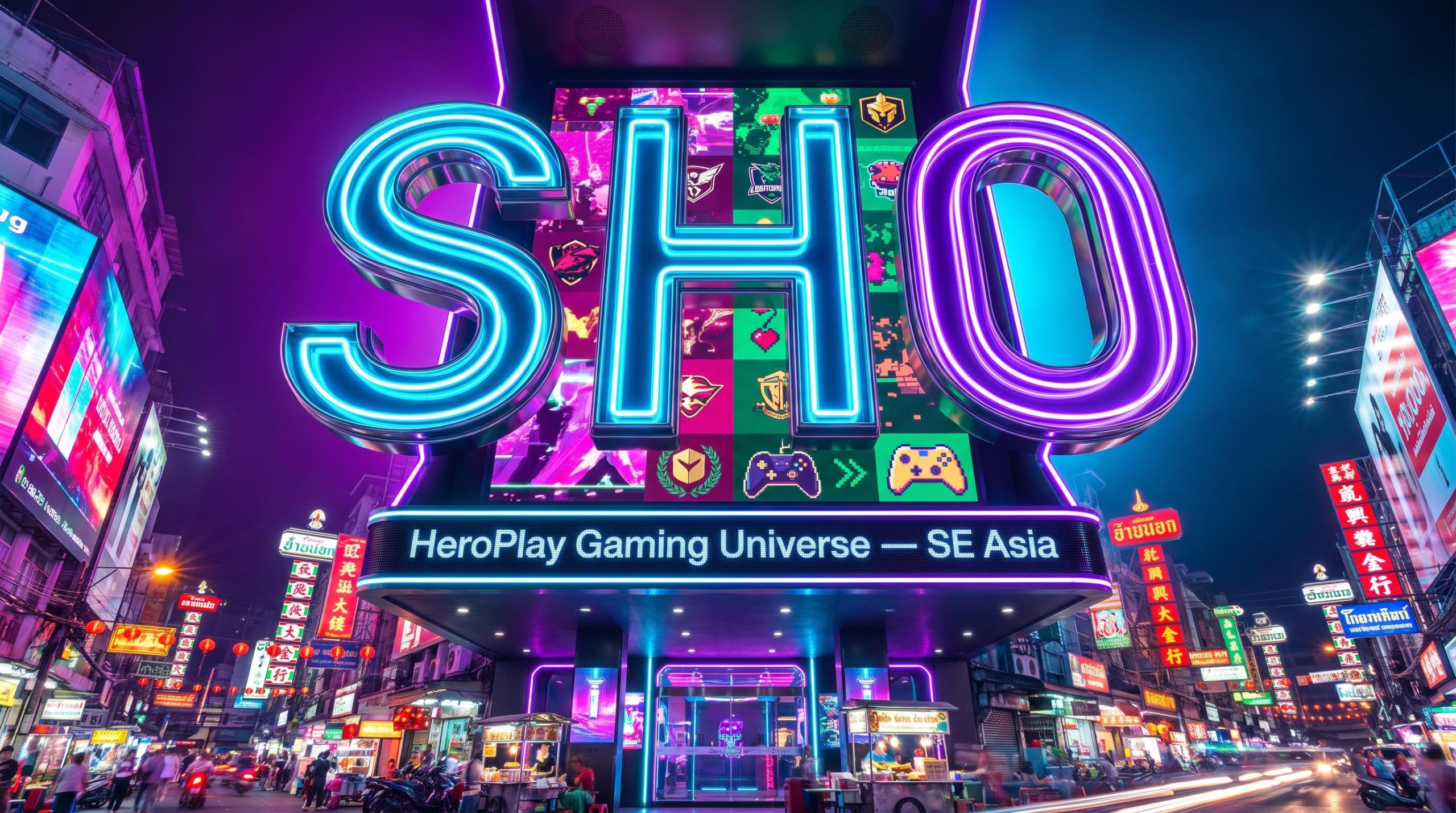 Bright neon lights at night
