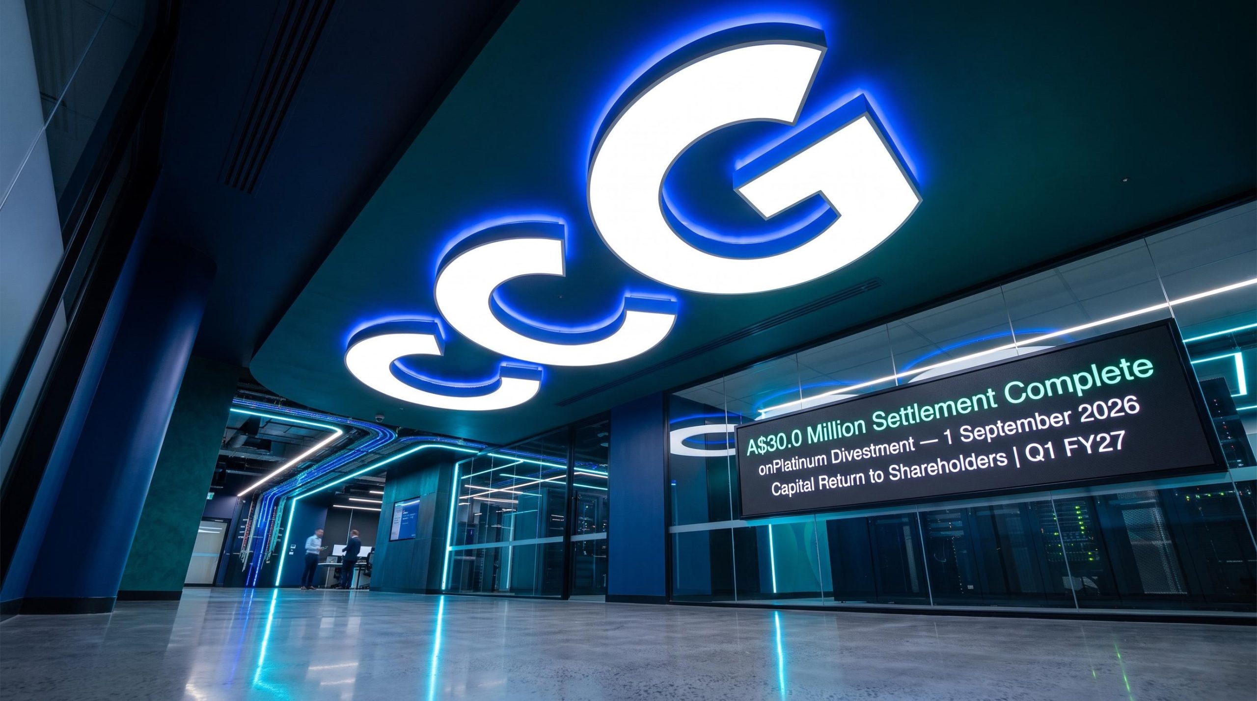 Office with neon signage