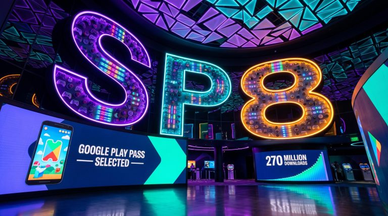 Colorful gaming-themed signage