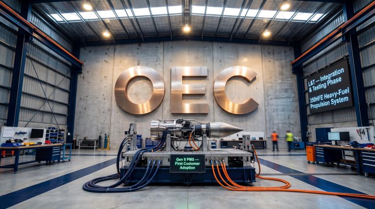 Engine testing area with equipment