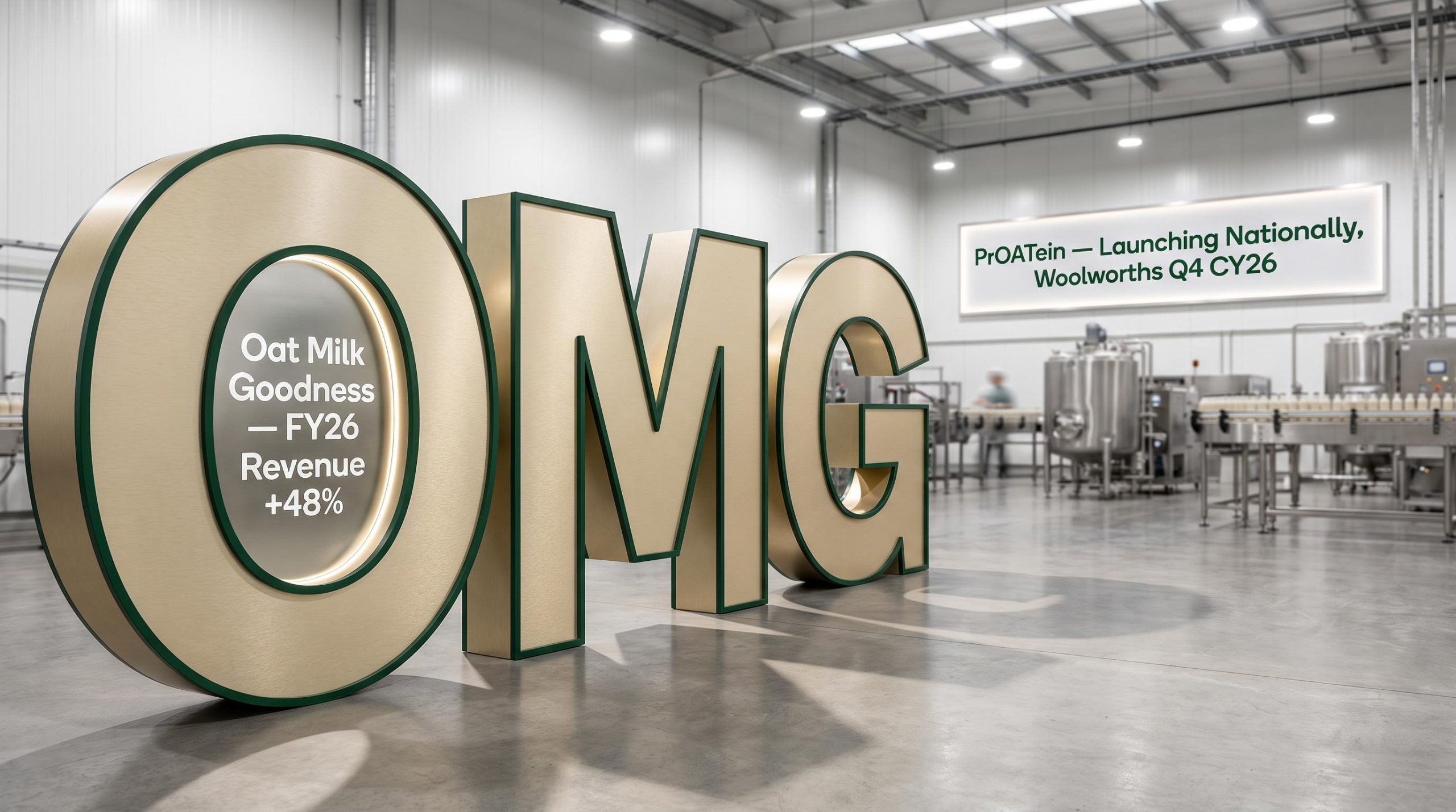 Large OMG letters in factory