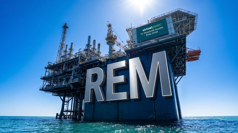 Floating oil platform at sea