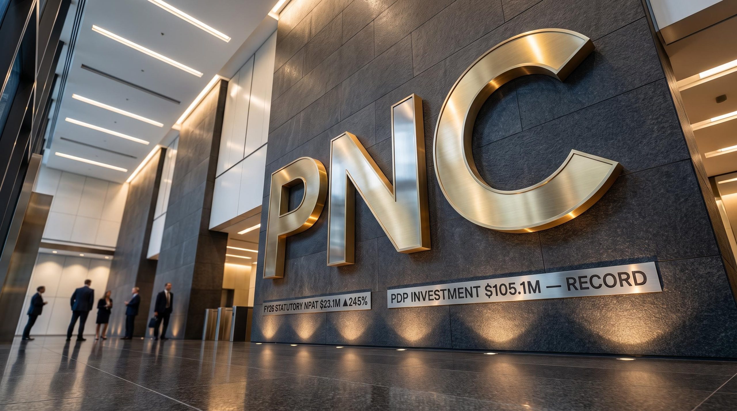 PNC logo in building lobby