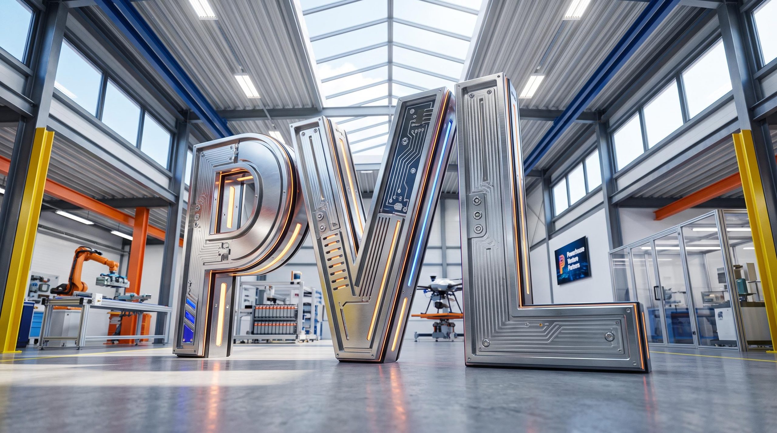 Industrial setting with PVL letters