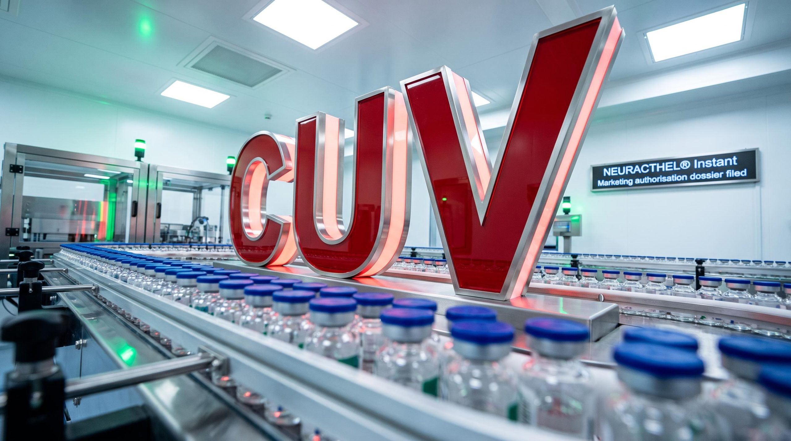 Vials on conveyor belt
