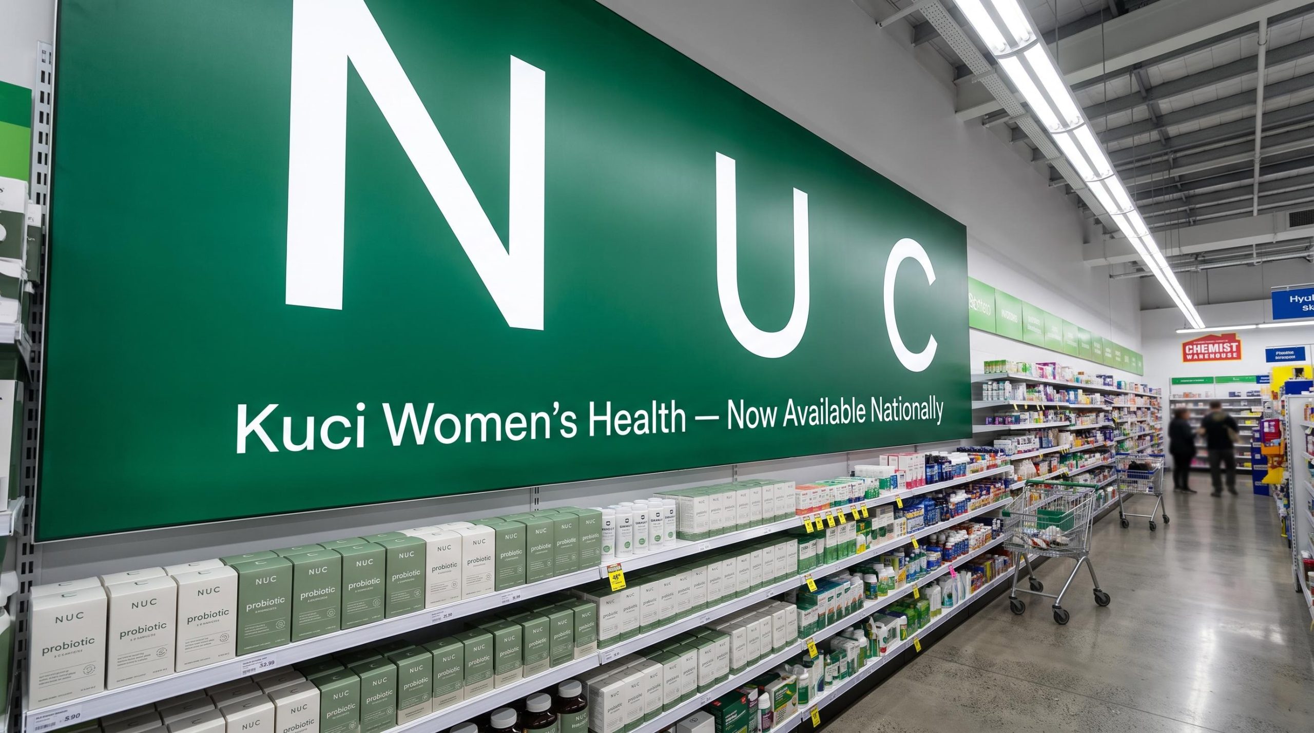 Health products on shelves