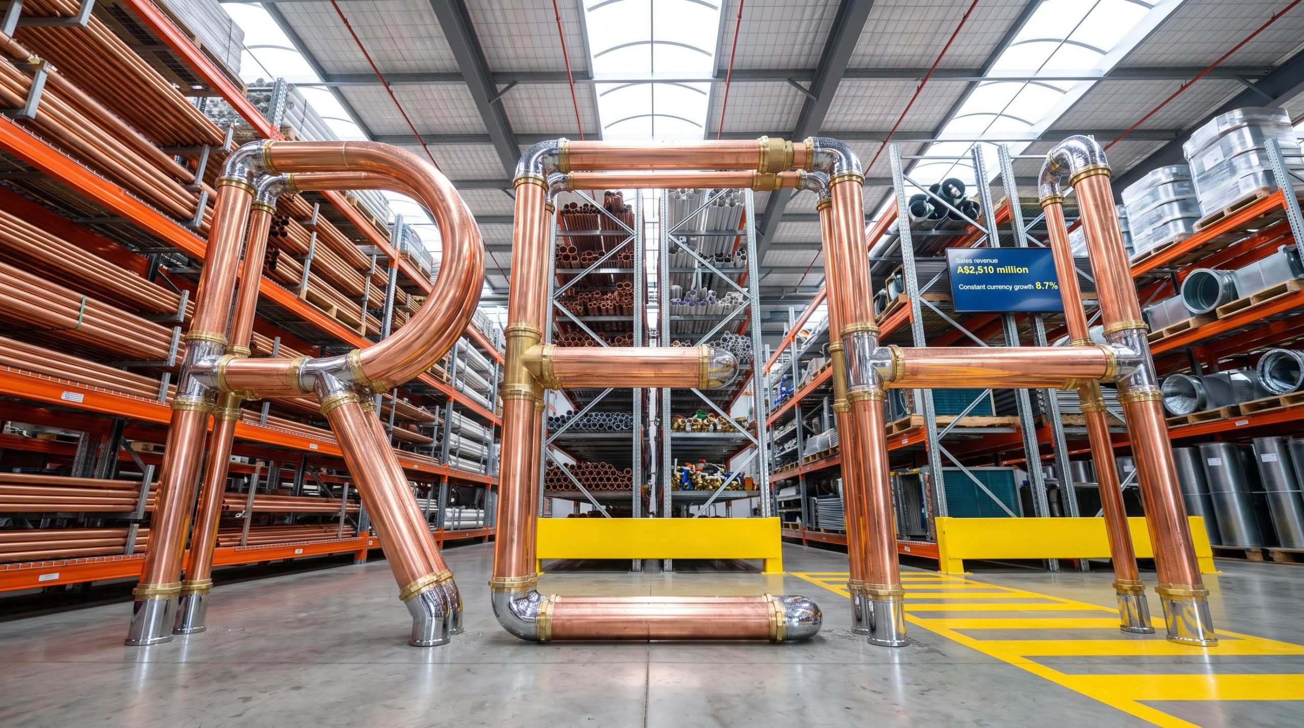 Copper pipes forming text