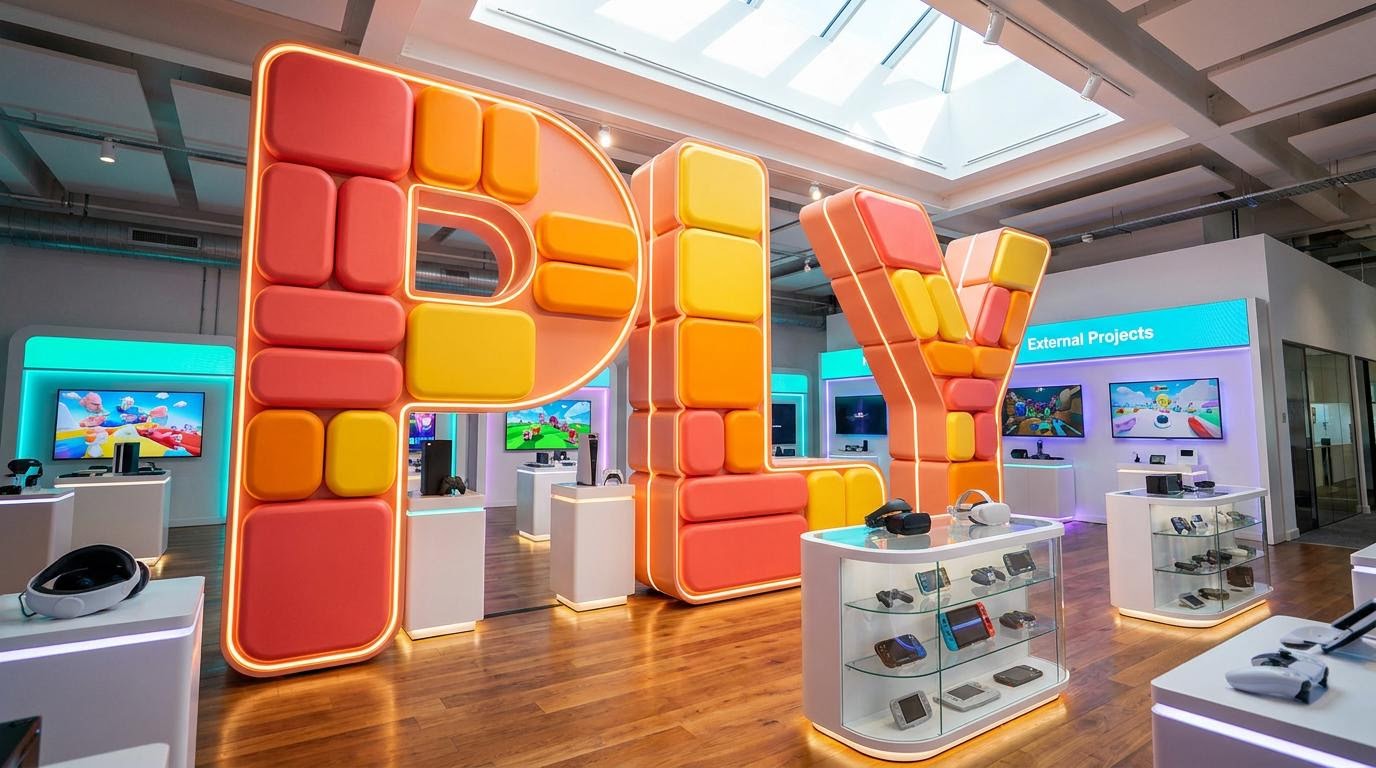 Colorful play sign display