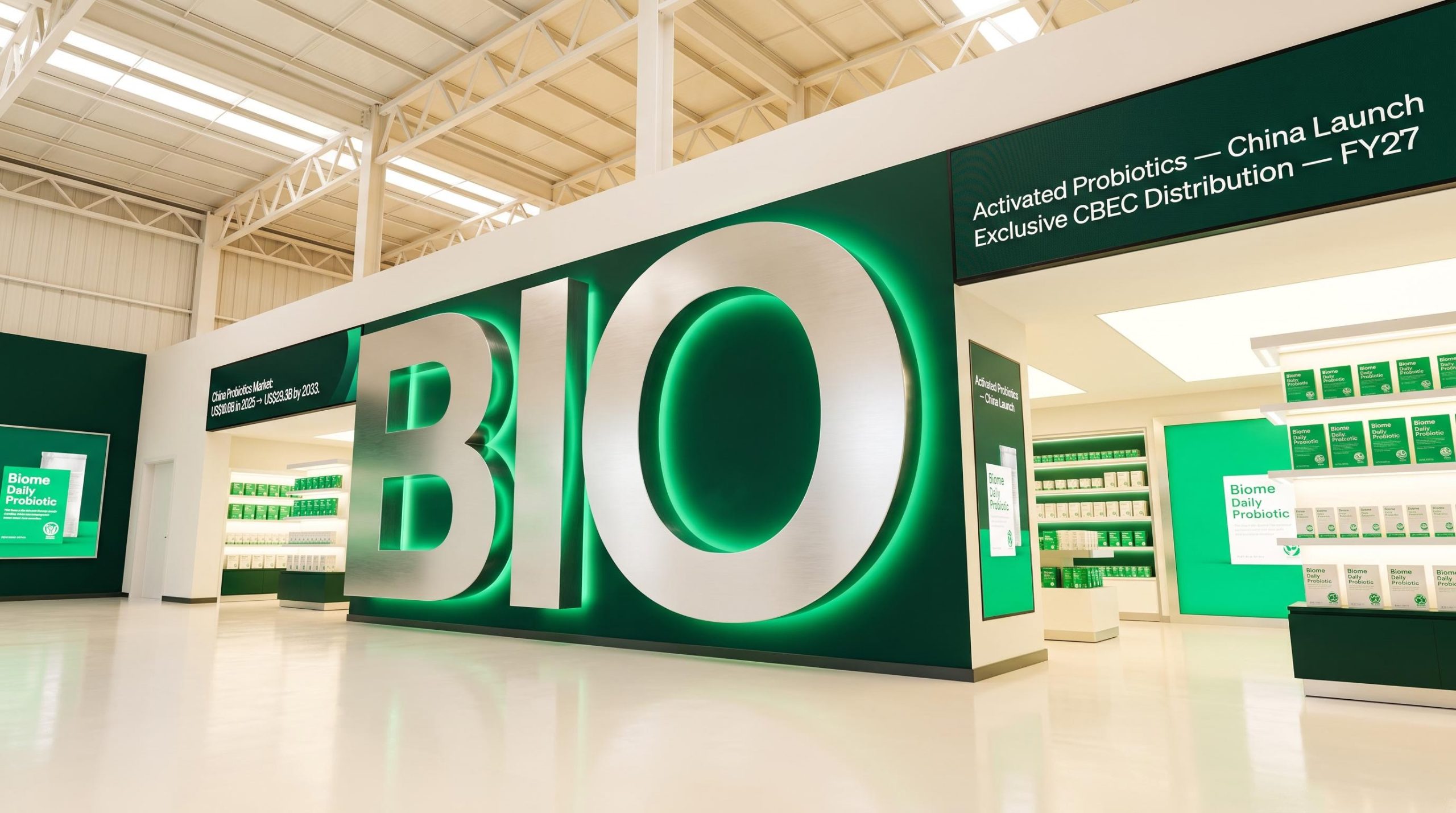 Modern store interior with signage