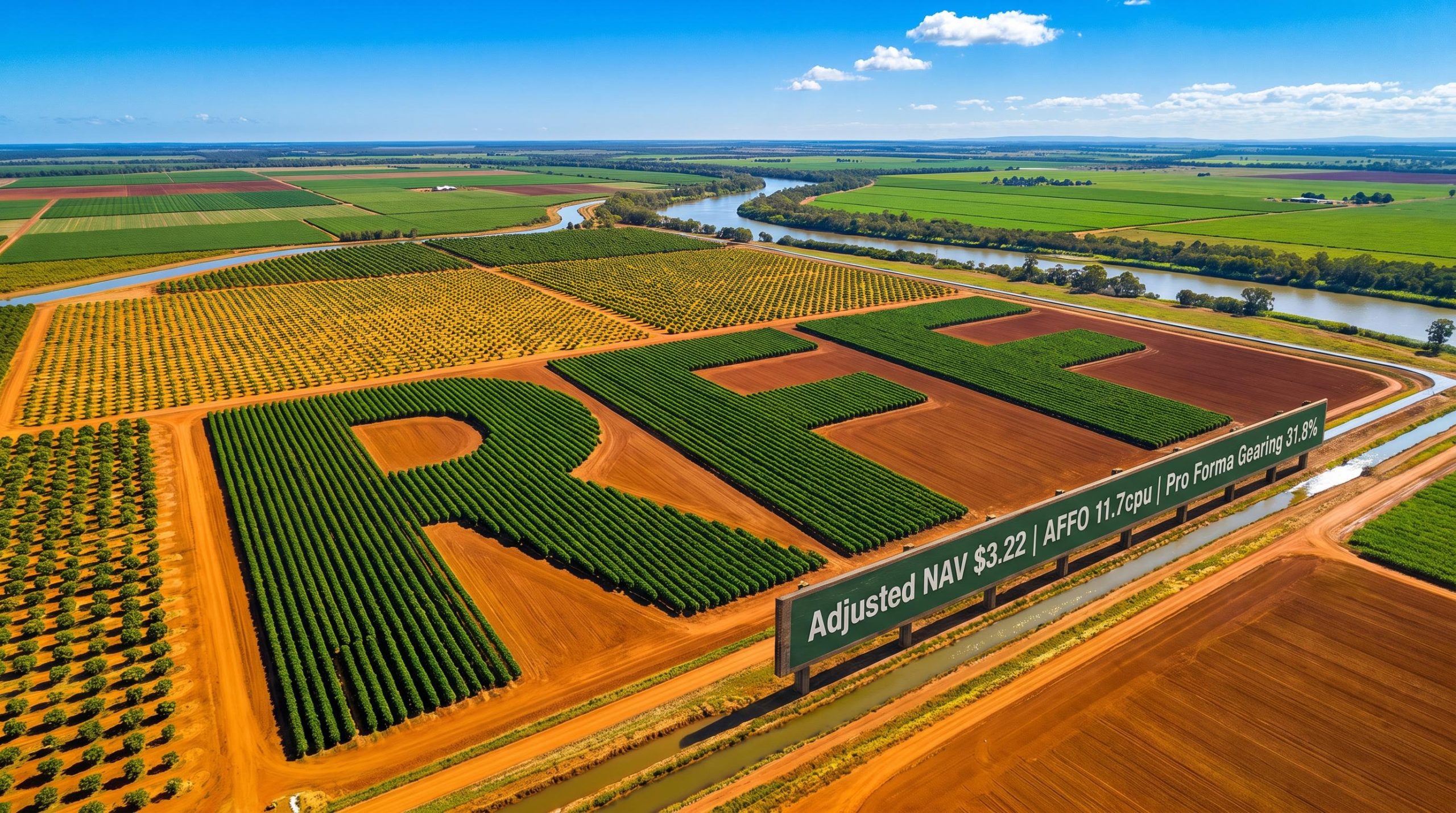Aerial view of farm letters