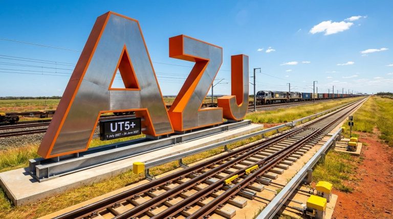 AZJ sign near railway