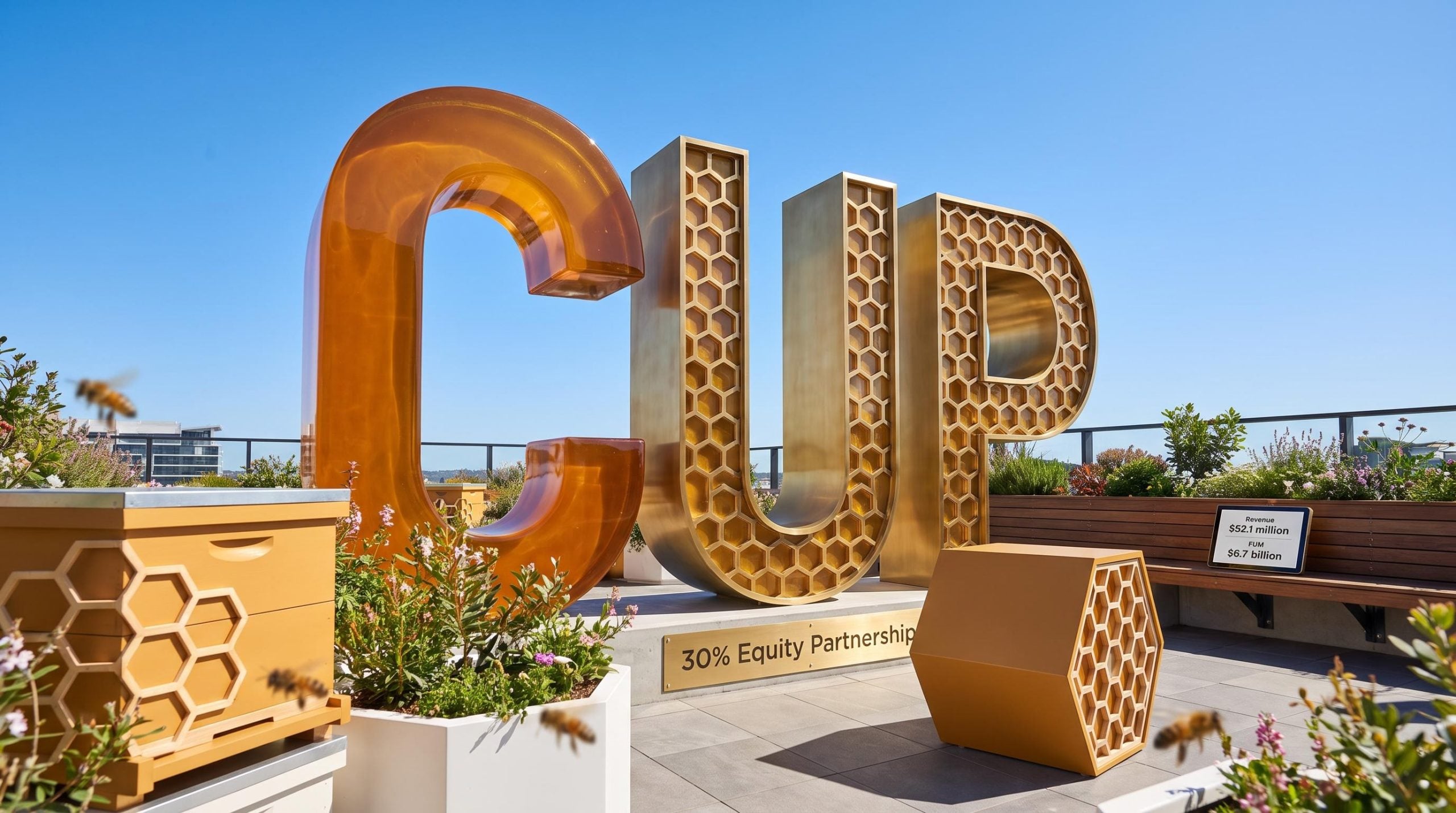 Large honeycomb letters CUP