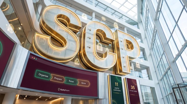 Large SCP sign indoors