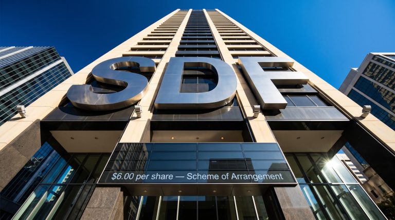 Tall building with SDF sign