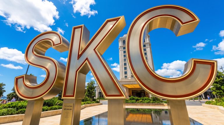Large SKC letters outdoors