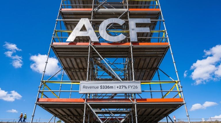 Scaffolding structure under blue sky