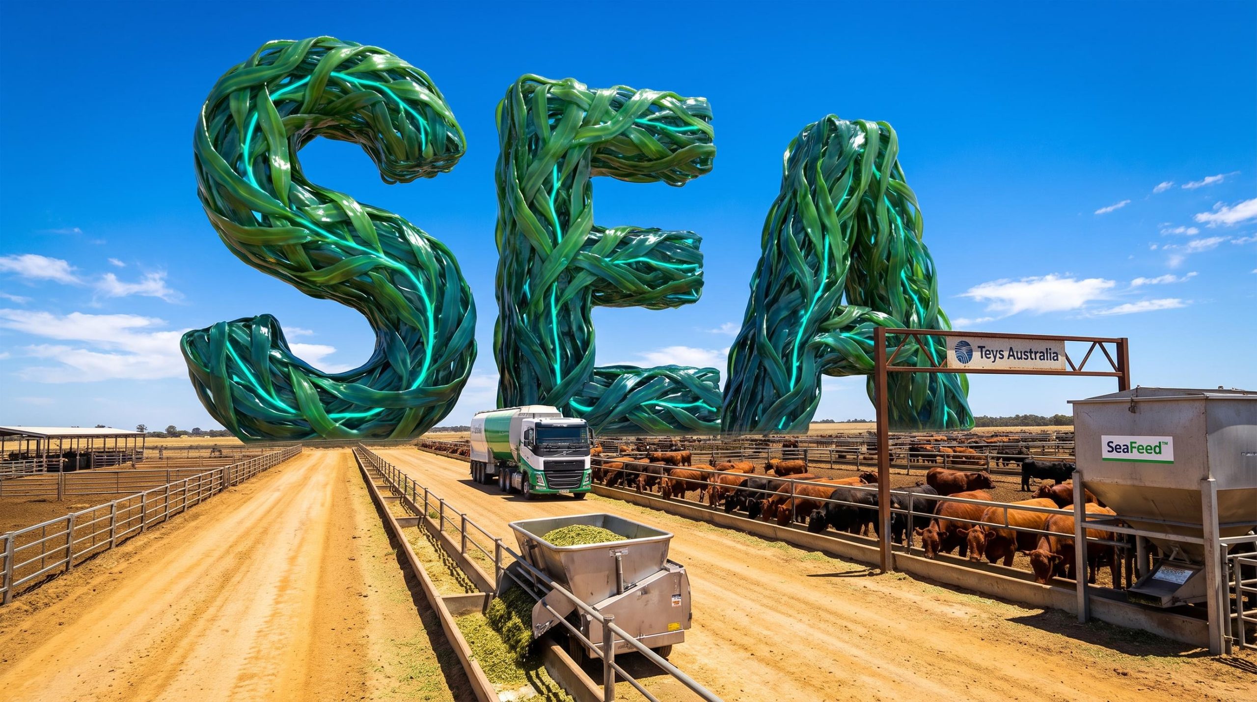 Seaweed text in cattle farm