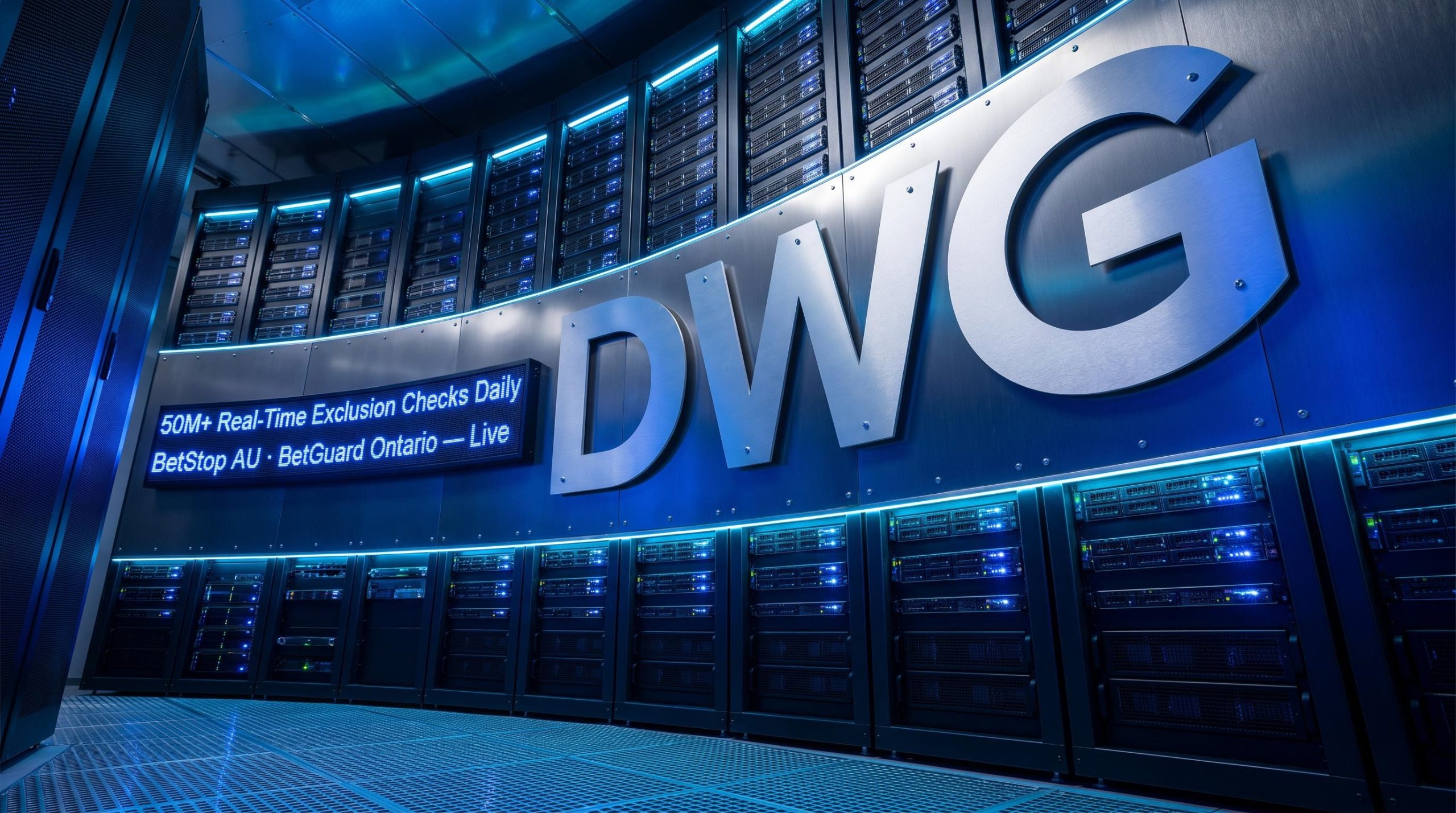 Illuminated data center room