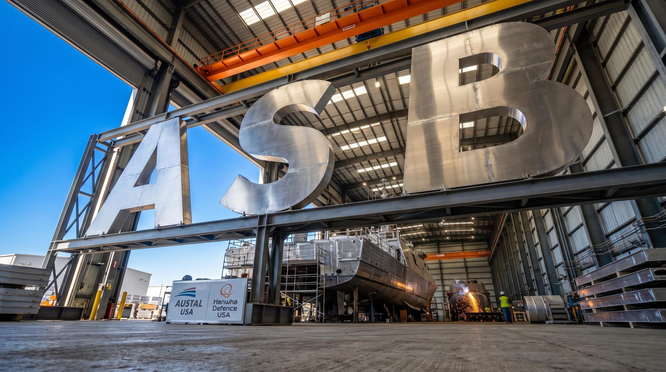Large ASB sign in shipyard