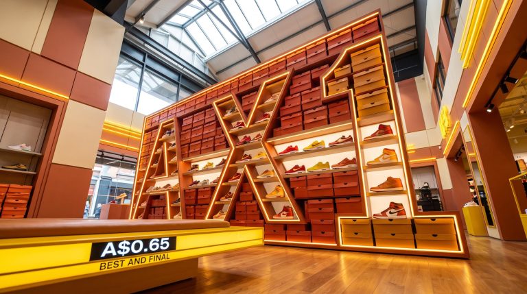 Colorful sneaker shelves and boxes