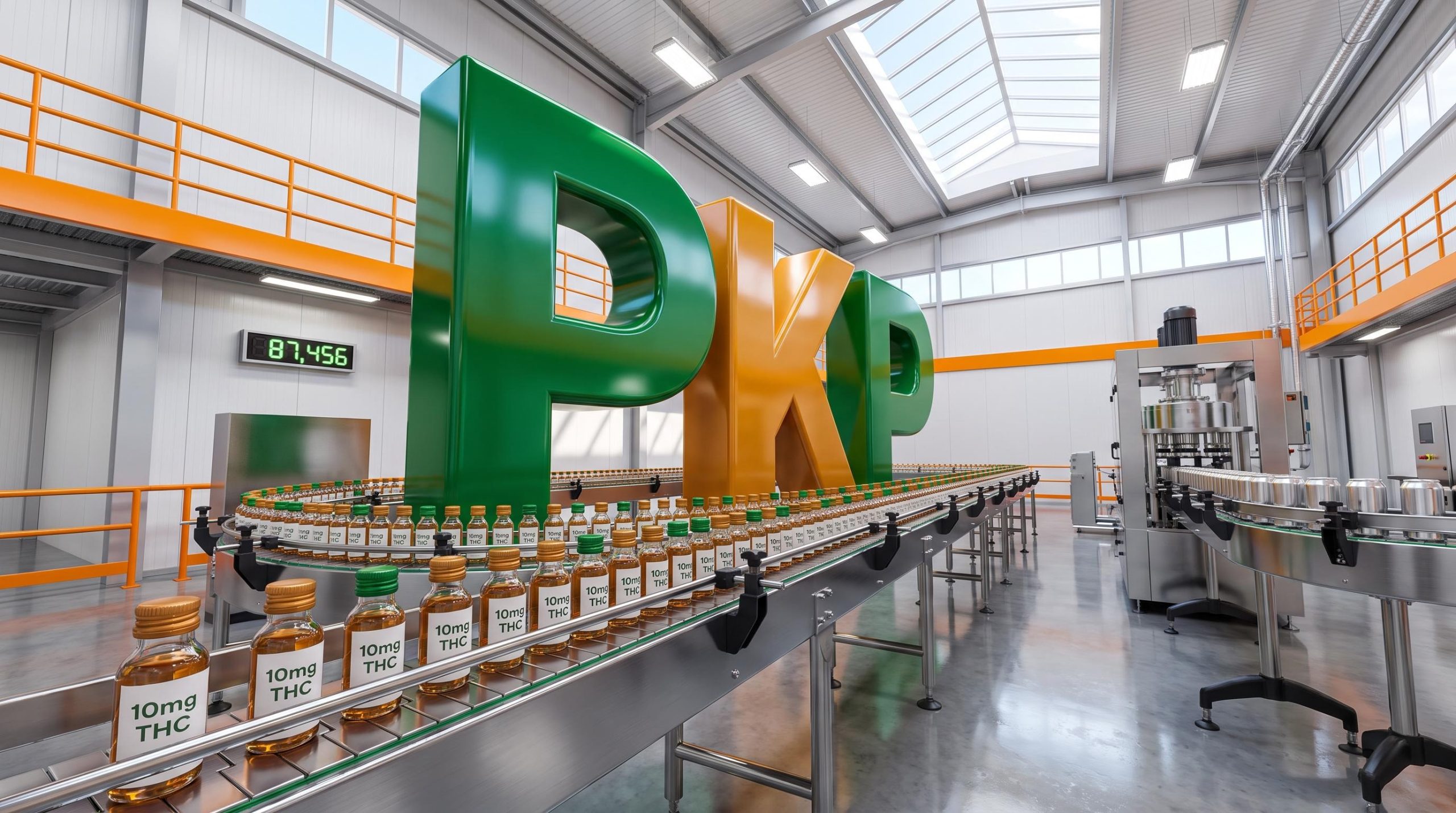 Factory with THC bottles