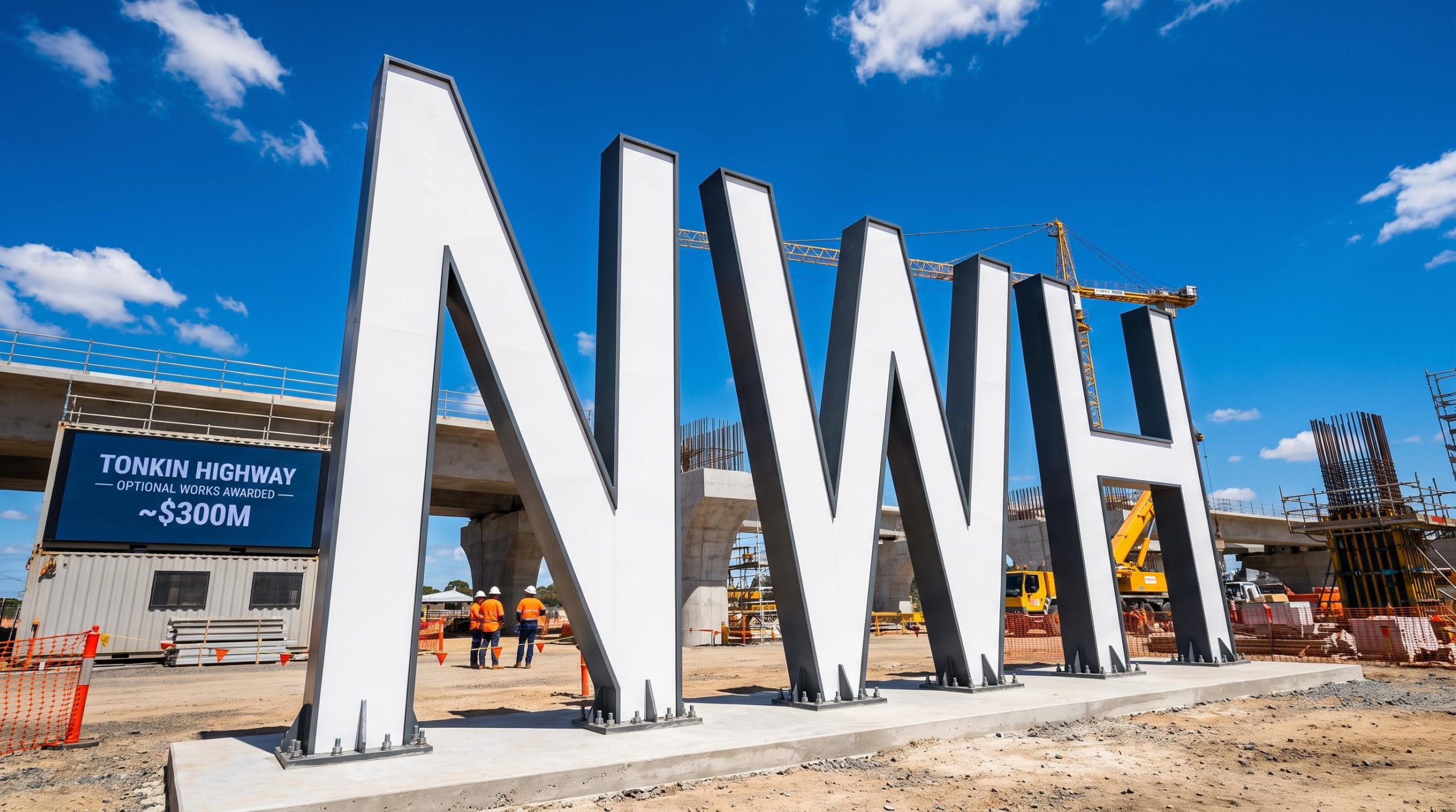 Highway construction site sign