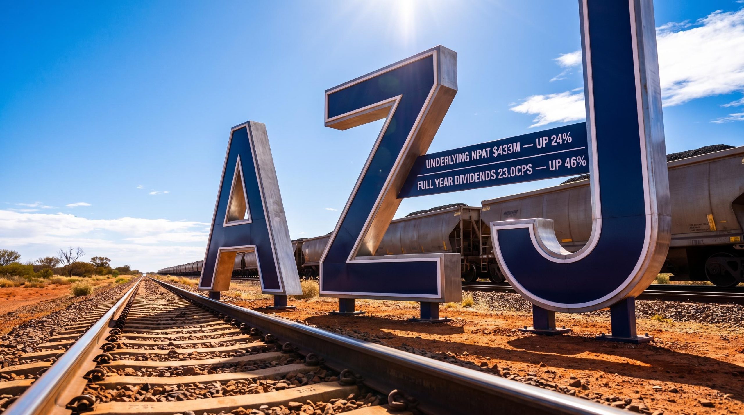 Large AZJ sign by tracks