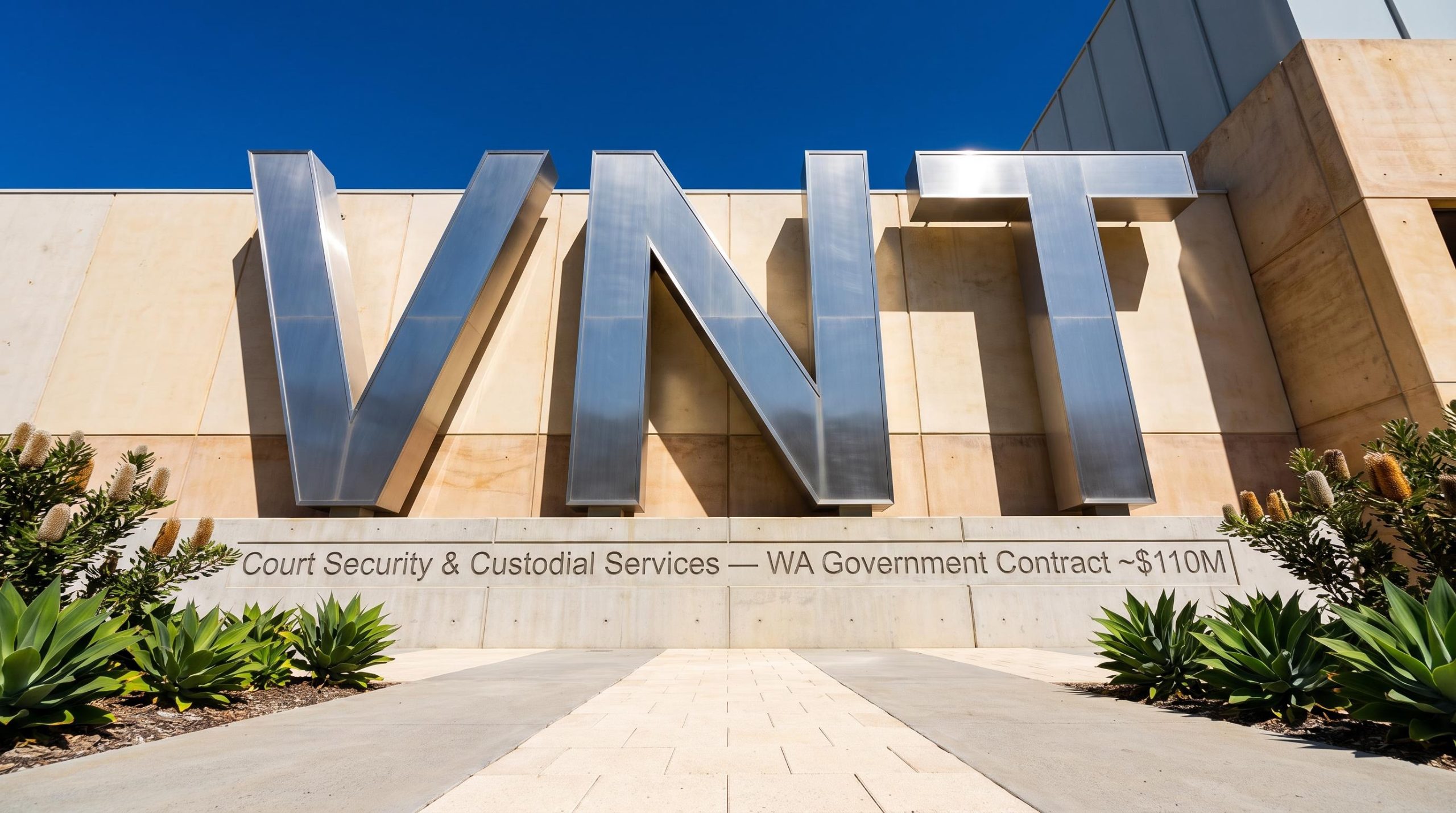 Large VNT letters on wall