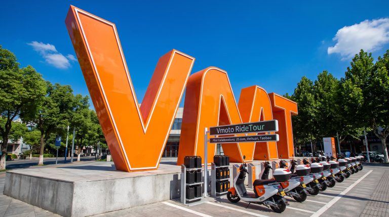 Vmoto sculpture and scooters