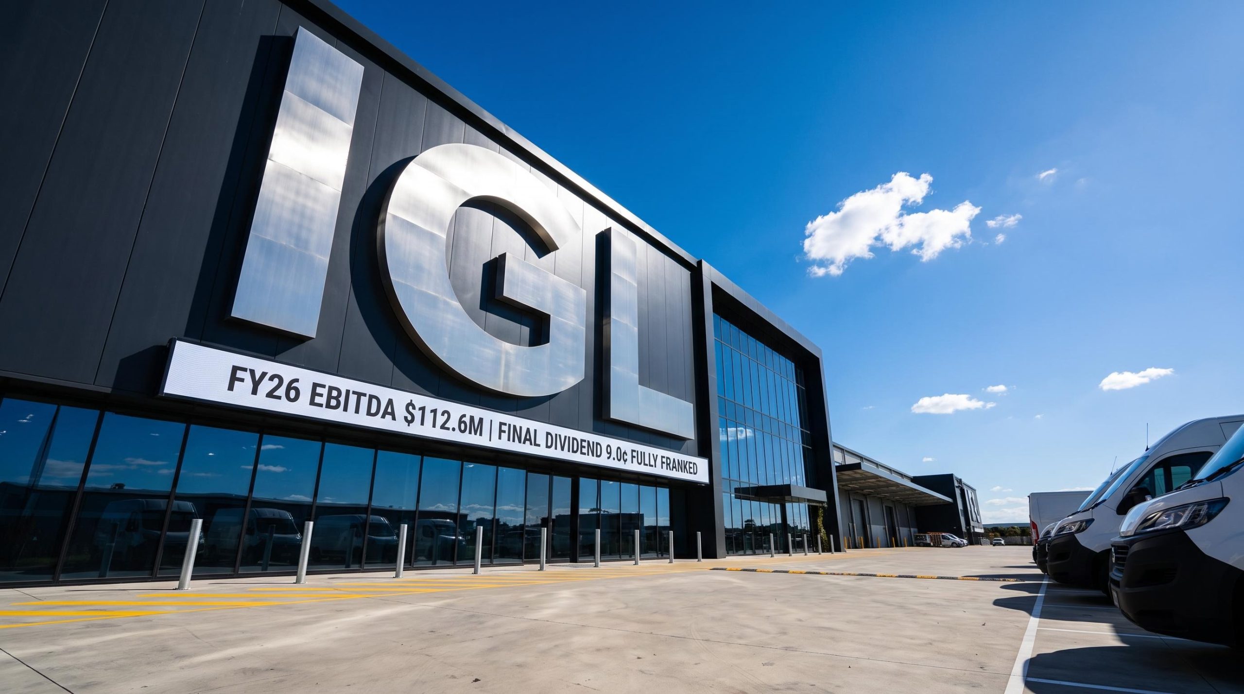 Modern building with logo