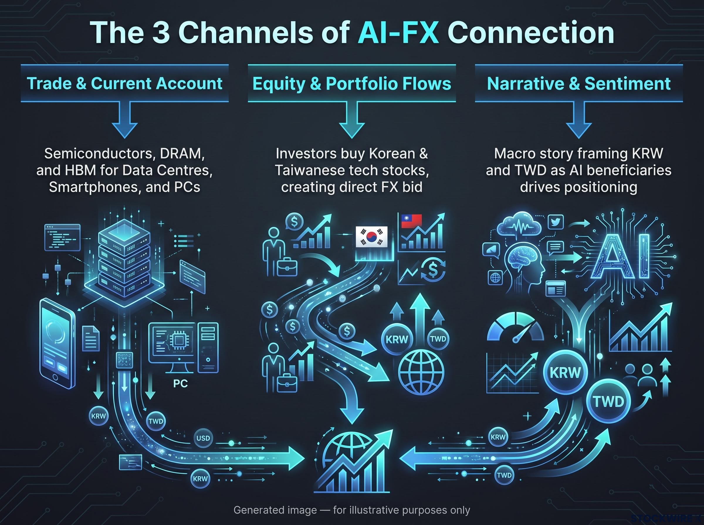 The Three Channels of AI-FX Connection