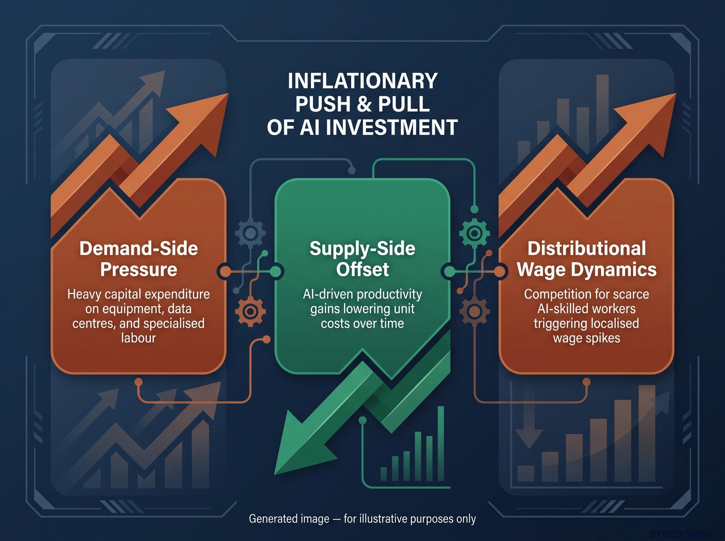 The Push and Pull of AI on Inflation