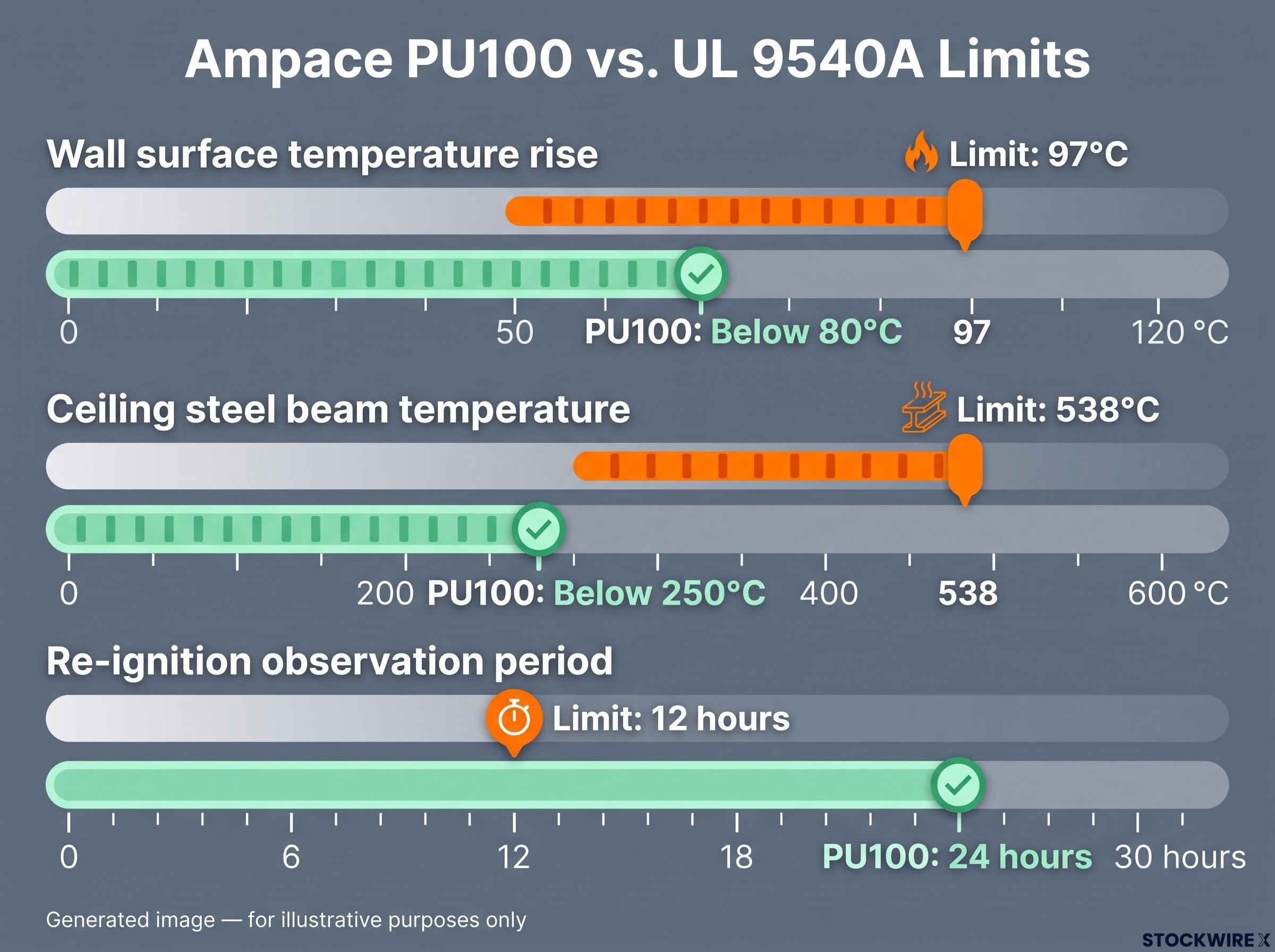 Ampace PU100 vs. UL 9540A Test Limits