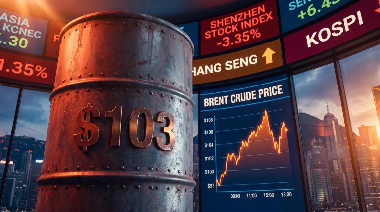 Asian equity markets slide as Brent crude surges past $108 amid US-Iran Strait of Hormuz standoff