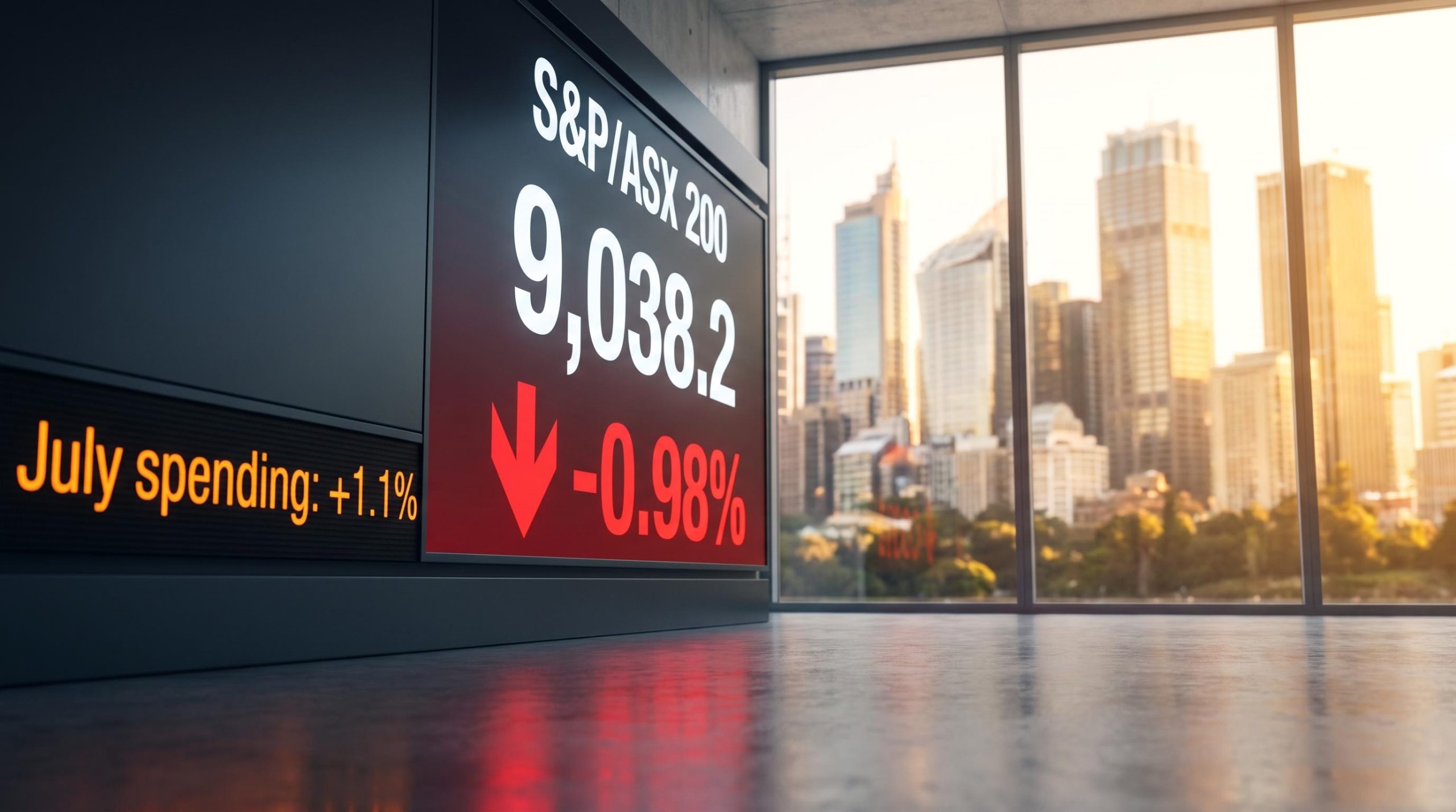 ASX 200 drops 89.6 points to 9,038.2 as Australian spending surge reprices RBA rate-hike odds to 50%