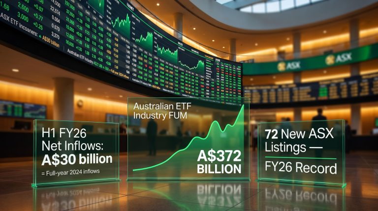 ASX ETF market hits A$372 billion record as H1 FY26 inflows of A$30 billion match all of 2024