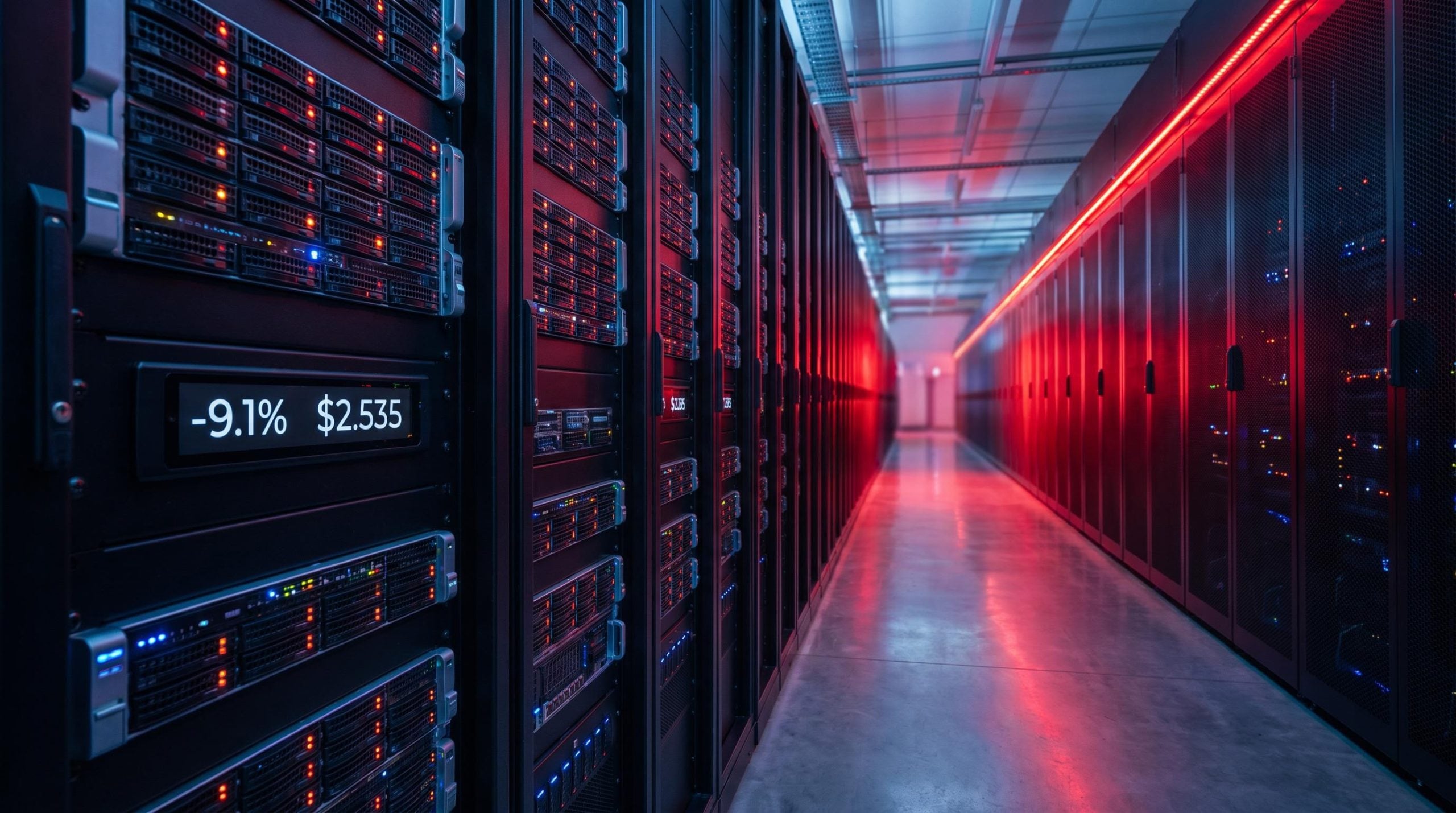 Data-centre corridor with red loss signals as ASX REIT sector falls 2.47% on DigiCo, Goodman, Charter Hall misses