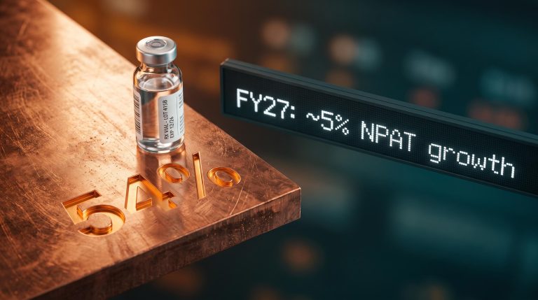 CSL vial and copper slab with 54% EBITDA figure — ASX reporting season winners analysis