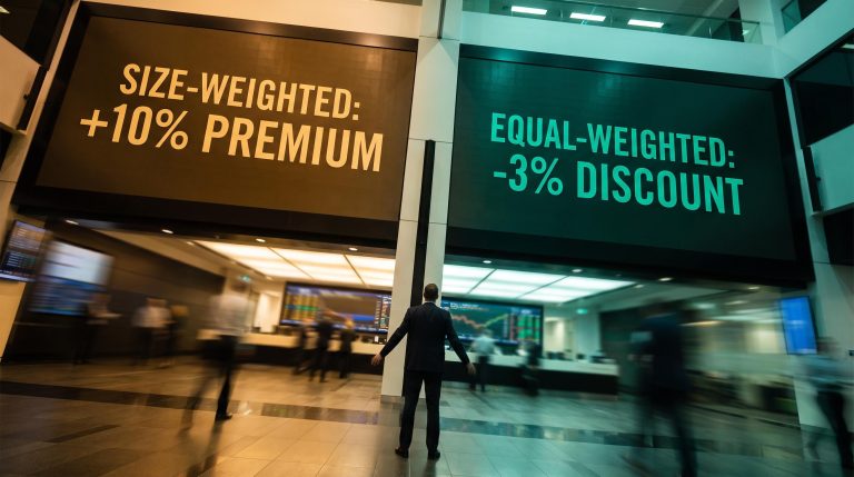 ASX split display board showing 10% premium vs 3% discount gap revealing ASX small-cap value opportunity