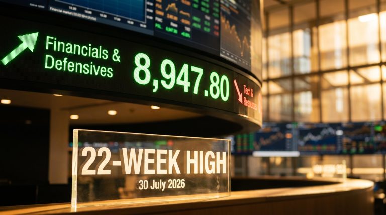 ASX 200 hits 22-week high of 8,947.80 as sector rotation drives funds from tech into banks and defensives
