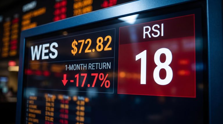 Wesfarmers WES trading screen showing RSI of 18 amid ASX 200 oversold stocks selloff