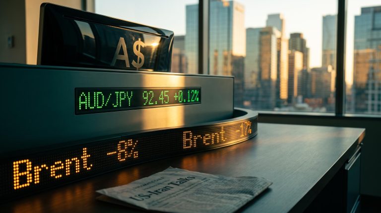 AUD/JPY trading screen glowing amber as G10 carry trades revive on oil drop and RBA November hike repricing