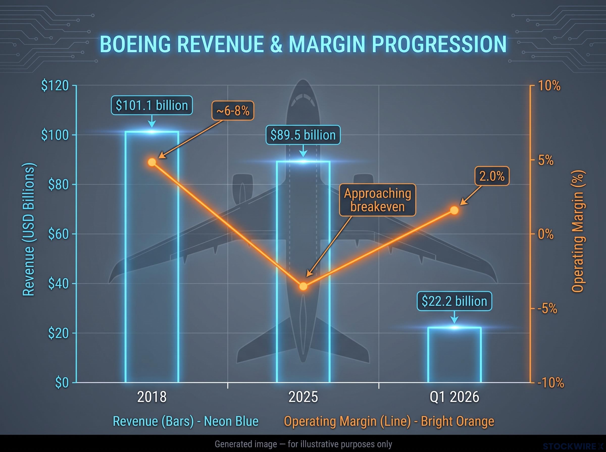 Boeing Revenue & Margin Progression (2018 vs Current)