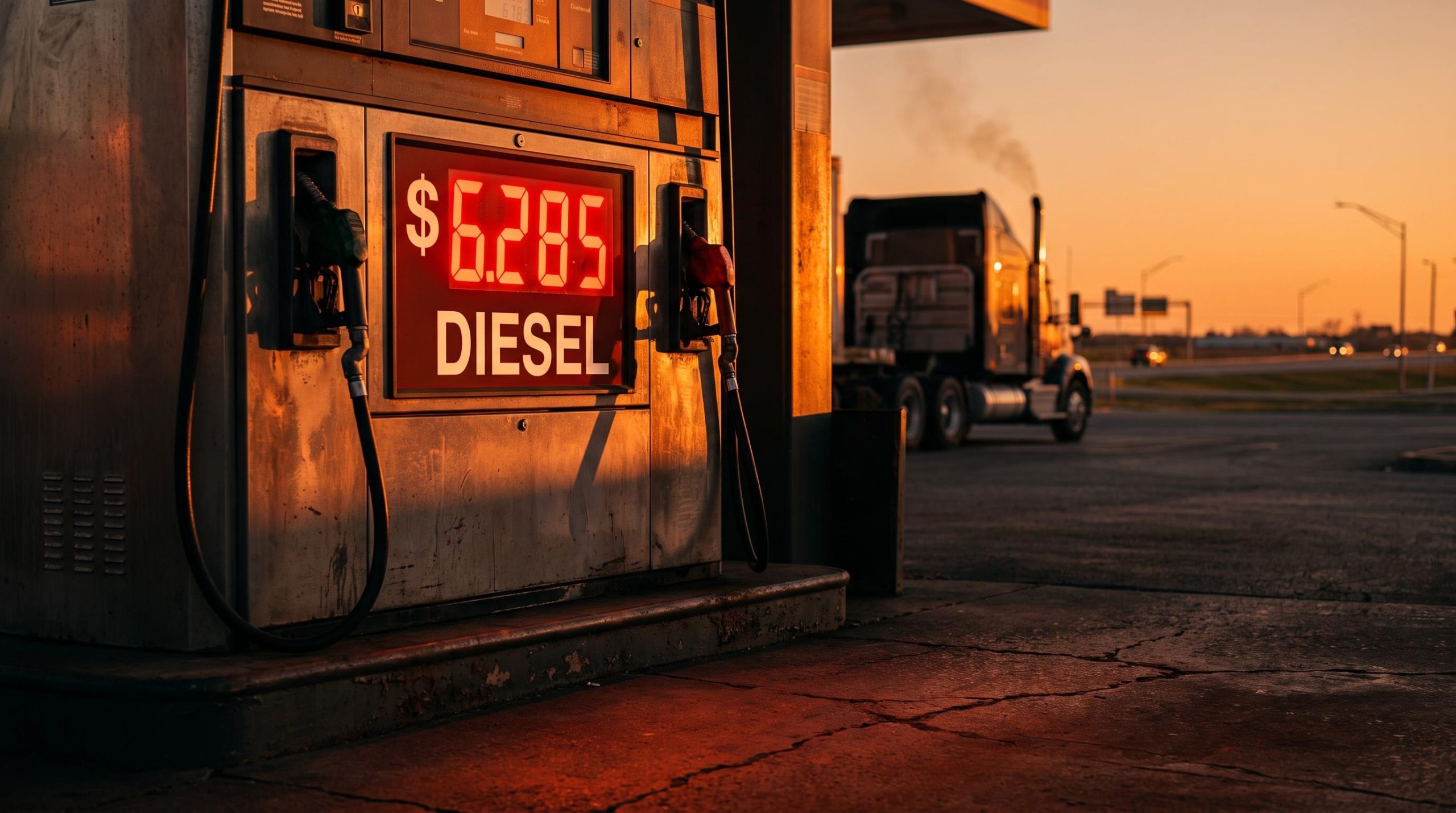 US diesel pump displaying $6.285/gallon as BofA flags commodity inflation risk in global capital flows week