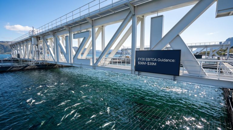 Bridge over fish farm pool