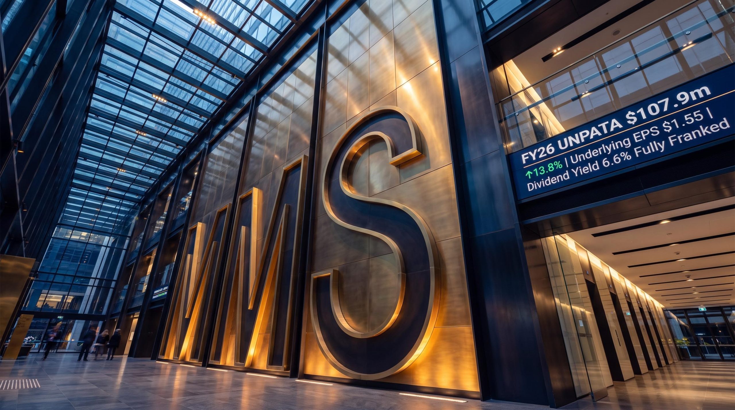 modern lobby with ticker