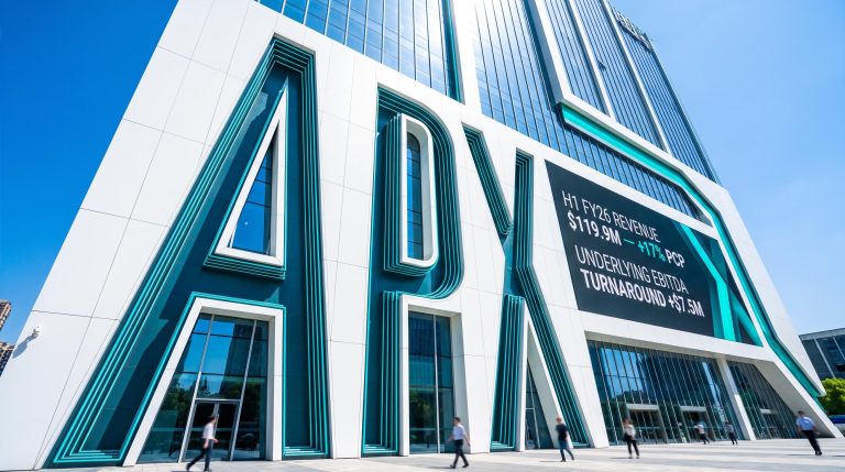 Modern building with APX text