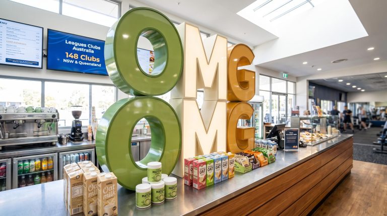 Cafe with large OMG letters